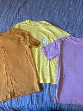 Kids Crewneck T-Shirt Pack in Mustard, Yellow, and Pink - 3-Pack